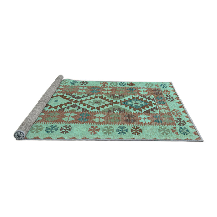 Sideview of Machine Washable Southwestern Light Blue Country Rug, wshtr1175lblu