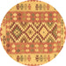 Round Machine Washable Southwestern Brown Country Rug, wshtr1175brn