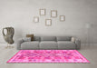 Machine Washable Southwestern Pink Country Rug in a Living Room, wshtr1175pnk