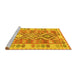 Sideview of Machine Washable Southwestern Yellow Country Rug, wshtr1175yw