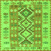 Round Machine Washable Southwestern Green Country Area Rugs, wshtr1175grn