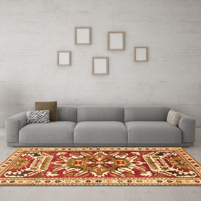 Machine Washable Persian Orange Traditional Area Rugs in a Living Room, wshtr1176org