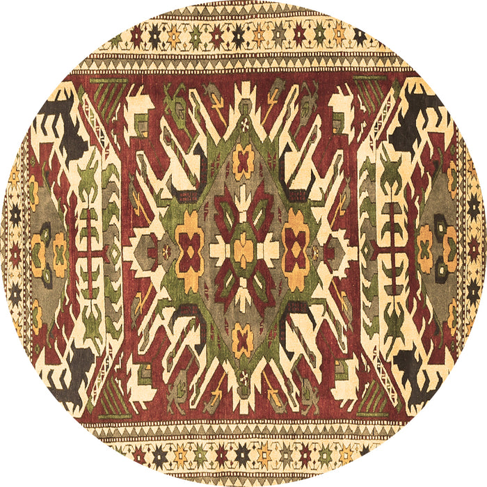 Round Machine Washable Persian Brown Traditional Rug, wshtr1176brn