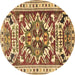 Round Machine Washable Persian Brown Traditional Rug, wshtr1176brn