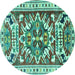 Round Persian Turquoise Traditional Rug, tr1176turq