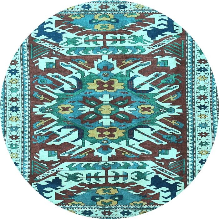 Round Persian Light Blue Traditional Rug, tr1176lblu