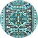 Round Persian Light Blue Traditional Rug, tr1176lblu