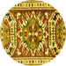 Round Persian Yellow Traditional Rug, tr1176yw