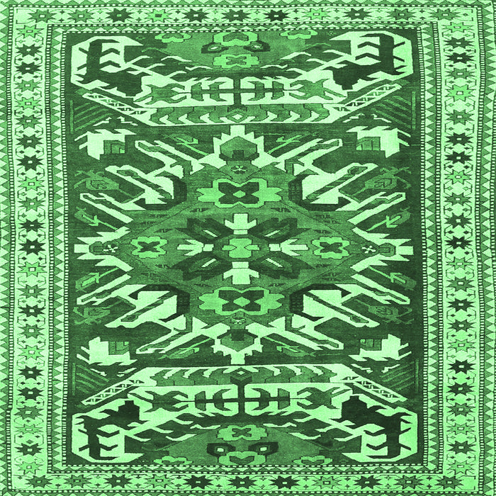 Square Persian Emerald Green Traditional Rug, tr1176emgrn
