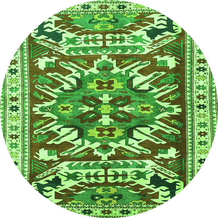 Square Persian Green Traditional Rug, tr1176grn