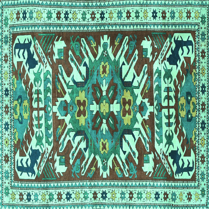 Square Machine Washable Persian Turquoise Traditional Area Rugs, wshtr1176turq
