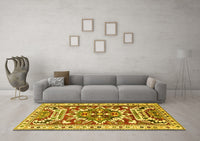 Machine Washable Persian Yellow Traditional Rug, wshtr1176yw