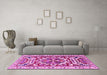 Machine Washable Persian Pink Traditional Rug in a Living Room, wshtr1176pnk