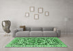 Machine Washable Persian Emerald Green Traditional Area Rugs in a Living Room,, wshtr1176emgrn