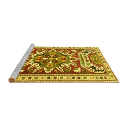 Sideview of Machine Washable Persian Yellow Traditional Rug, wshtr1176yw