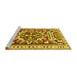 Sideview of Machine Washable Persian Yellow Traditional Rug, wshtr1176yw