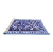 Sideview of Machine Washable Persian Blue Traditional Rug, wshtr1176blu