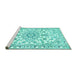 Sideview of Machine Washable Medallion Turquoise Traditional Area Rugs, wshtr1177turq