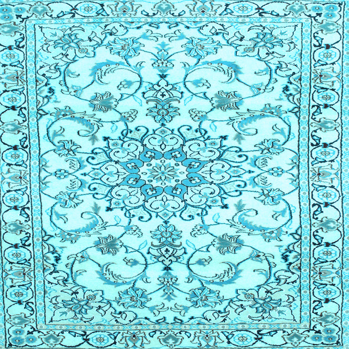 Square Medallion Light Blue Traditional Rug, tr1177lblu