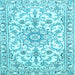 Square Medallion Light Blue Traditional Rug, tr1177lblu