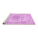 Sideview of Machine Washable Medallion Pink Traditional Rug, wshtr1177pnk