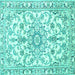 Square Medallion Turquoise Traditional Rug, tr1177turq