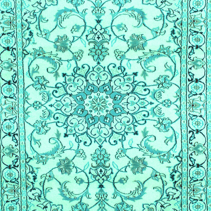 Machine Washable Medallion Turquoise Traditional Area Rugs, wshtr1177turq