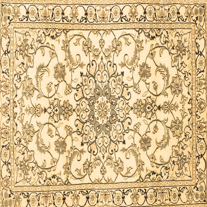 Square Machine Washable Medallion Brown Traditional Rug, wshtr1177brn