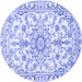 Round Medallion Blue Traditional Rug, tr1177blu