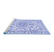 Sideview of Machine Washable Medallion Blue Traditional Rug, wshtr1177blu