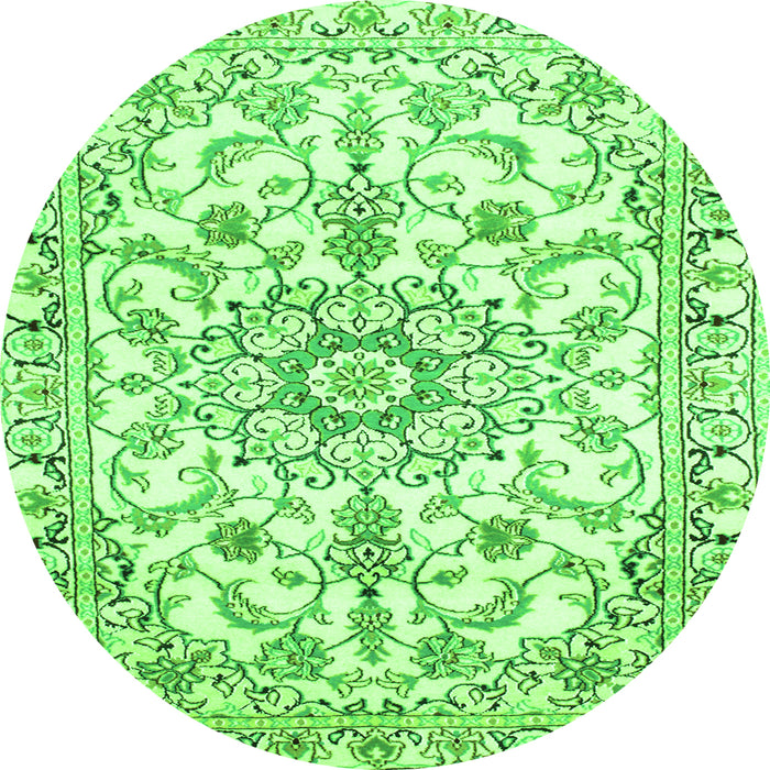 Machine Washable Medallion Green Traditional Area Rugs, wshtr1177grn