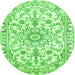 Machine Washable Medallion Green Traditional Area Rugs, wshtr1177grn