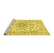 Sideview of Machine Washable Medallion Yellow Traditional Rug, wshtr1177yw