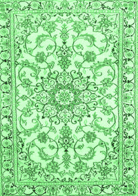 Medallion Emerald Green Traditional Rug, tr1177emgrn