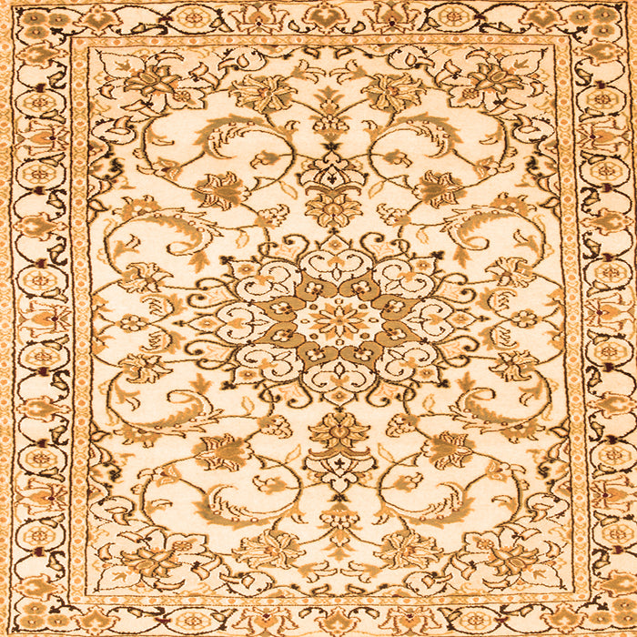 Serging Thickness of Medallion Orange Traditional Rug, tr1177org