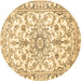 Round Medallion Brown Traditional Rug, tr1177brn