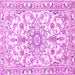 Square Machine Washable Medallion Pink Traditional Rug, wshtr1177pnk