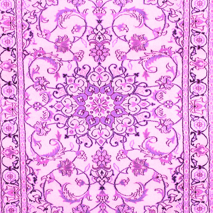 Machine Washable Medallion Pink Traditional Rug, wshtr1177pnk