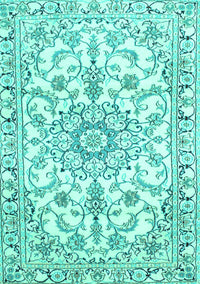 Medallion Turquoise Traditional Rug, tr1177turq