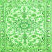 Serging Thickness of Medallion Green Traditional Rug, tr1177grn