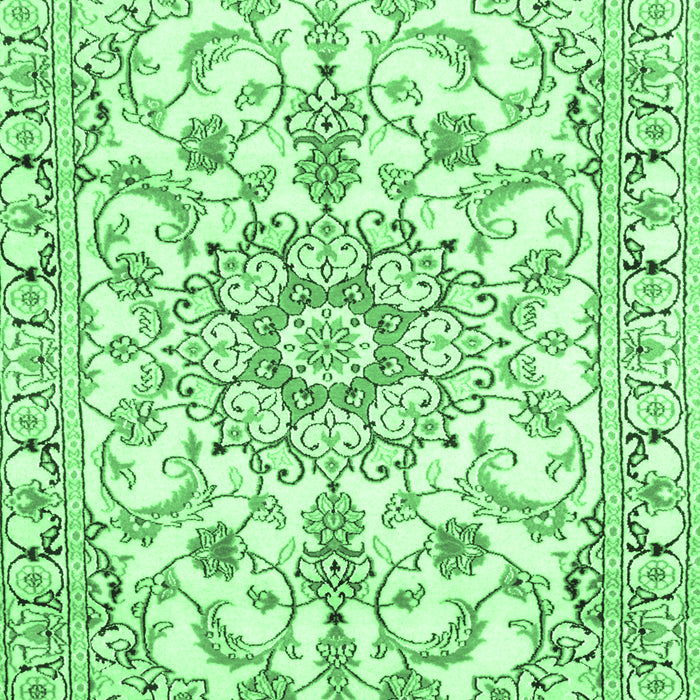 Machine Washable Medallion Emerald Green Traditional Area Rugs, wshtr1177emgrn