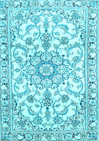 Medallion Light Blue Traditional Rug, tr1177lblu