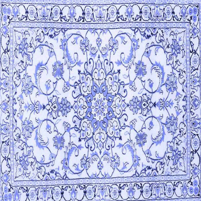 Square Medallion Blue Traditional Rug, tr1177blu