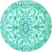 Round Medallion Turquoise Traditional Rug, tr1177turq