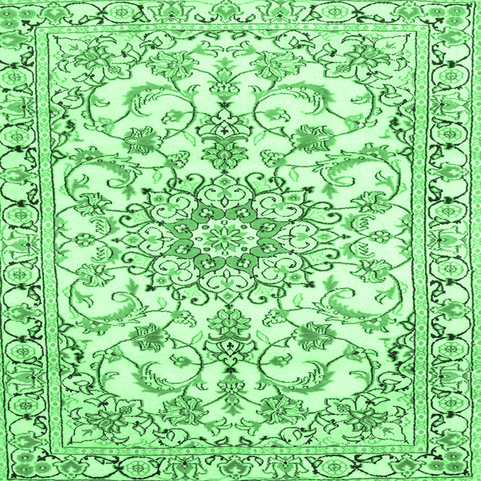 Square Machine Washable Medallion Emerald Green Traditional Area Rugs, wshtr1177emgrn