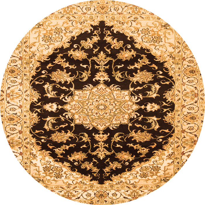 Square Medallion Orange Traditional Rug, tr1178org