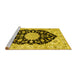 Sideview of Machine Washable Medallion Yellow Traditional Rug, wshtr1178yw