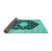 Sideview of Medallion Turquoise Traditional Rug, tr1178turq