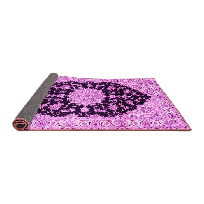 Sideview of Medallion Pink Traditional Rug, tr1178pnk