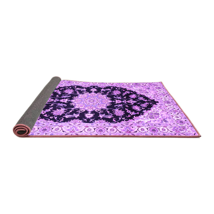 Sideview of Medallion Purple Traditional Rug, tr1178pur